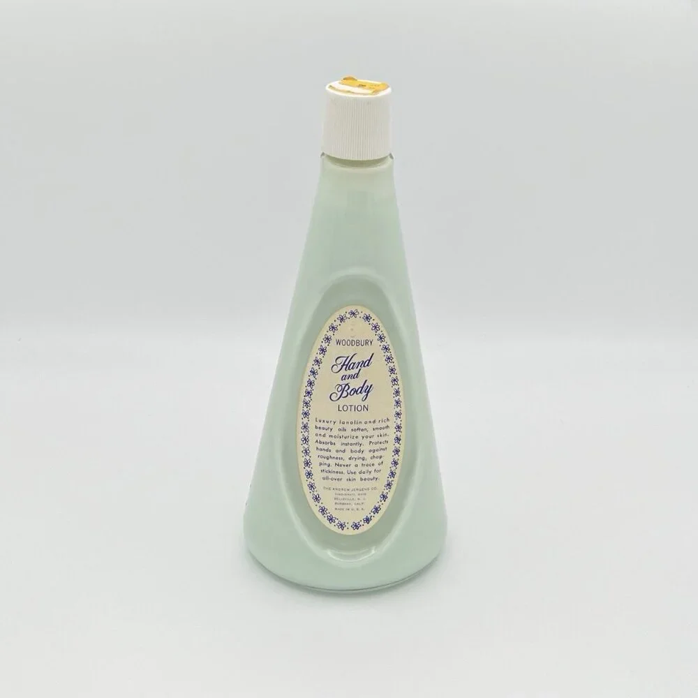 Vintage MCM Woodbury Hand And Body Lotion 10 oz Glass Bottle Andrew Jergens USA